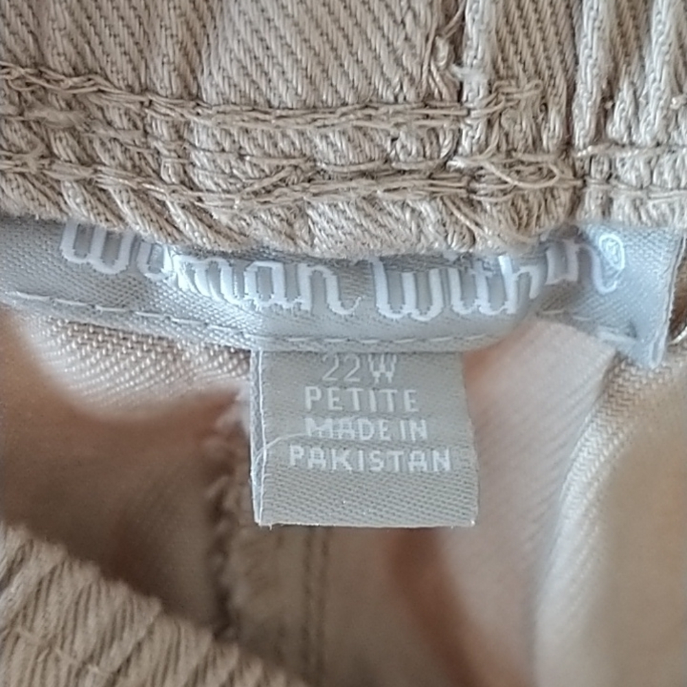 Woman Within Elastic Waist Pull On Khaki Pants 22W Petite - Picture 7 of 9